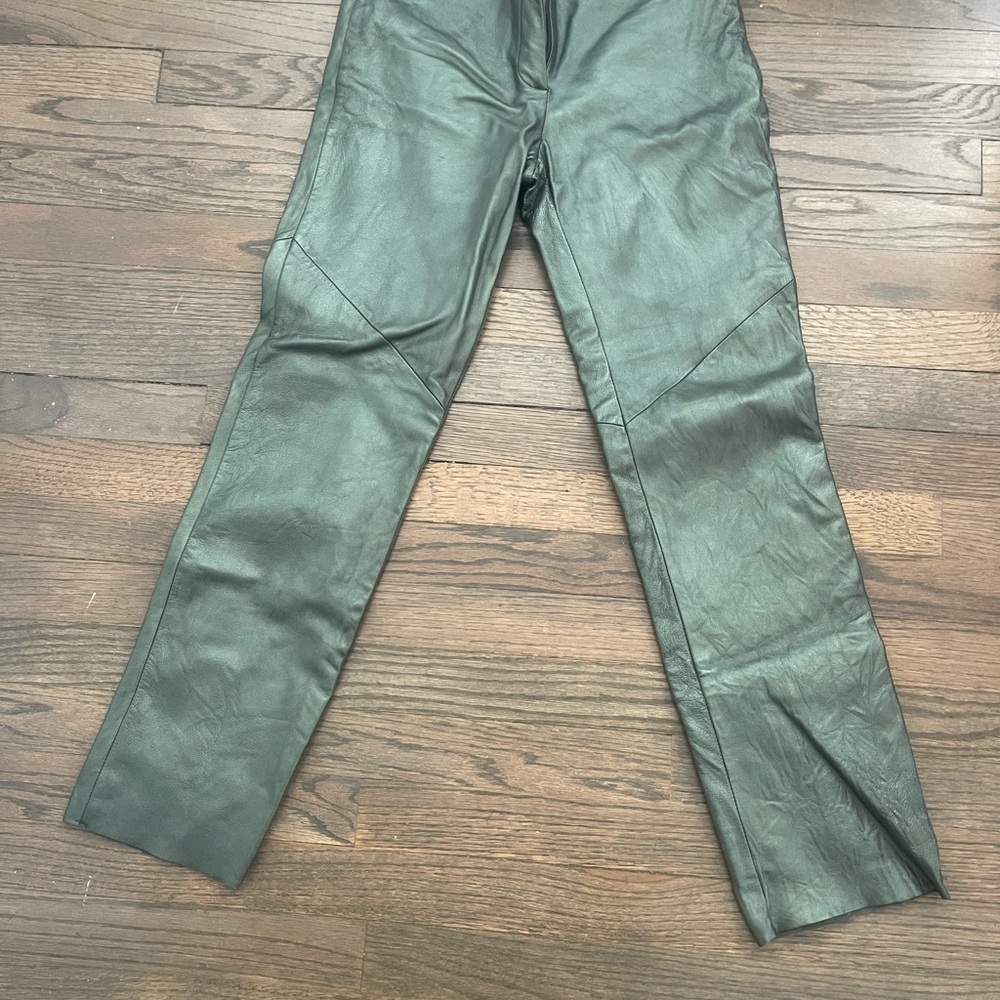 Hugo Buscati Greenish Blue Skinny Leather Pants